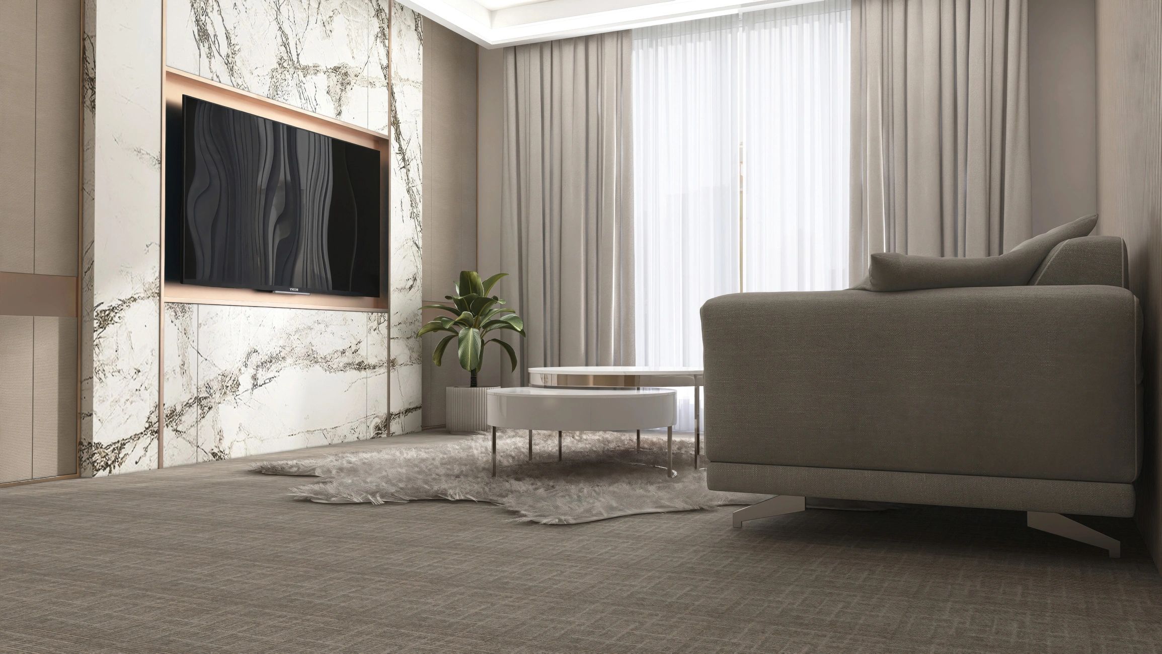 Modern luxury living room in a serviced apartment