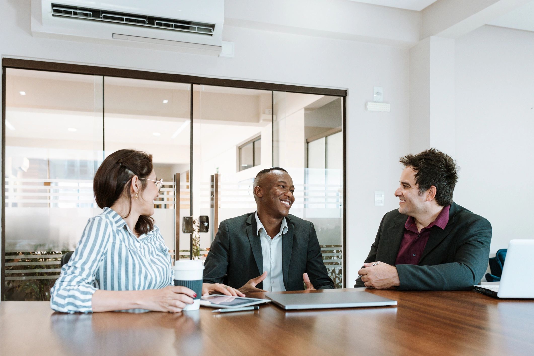 Professional team meeting in a modern office